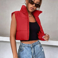 Fluffy™ Kurze wattierte Strickjacke