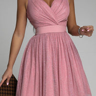 WW | Sexy Elegante Druck Mesh V-Ausschnitt Abendkleid Kleider