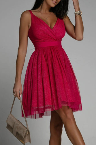 WW | Sexy Elegante Druck Mesh V-Ausschnitt Abendkleid Kleider