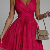 WW | Sexy Elegante Druck Mesh V-Ausschnitt Abendkleid Kleider