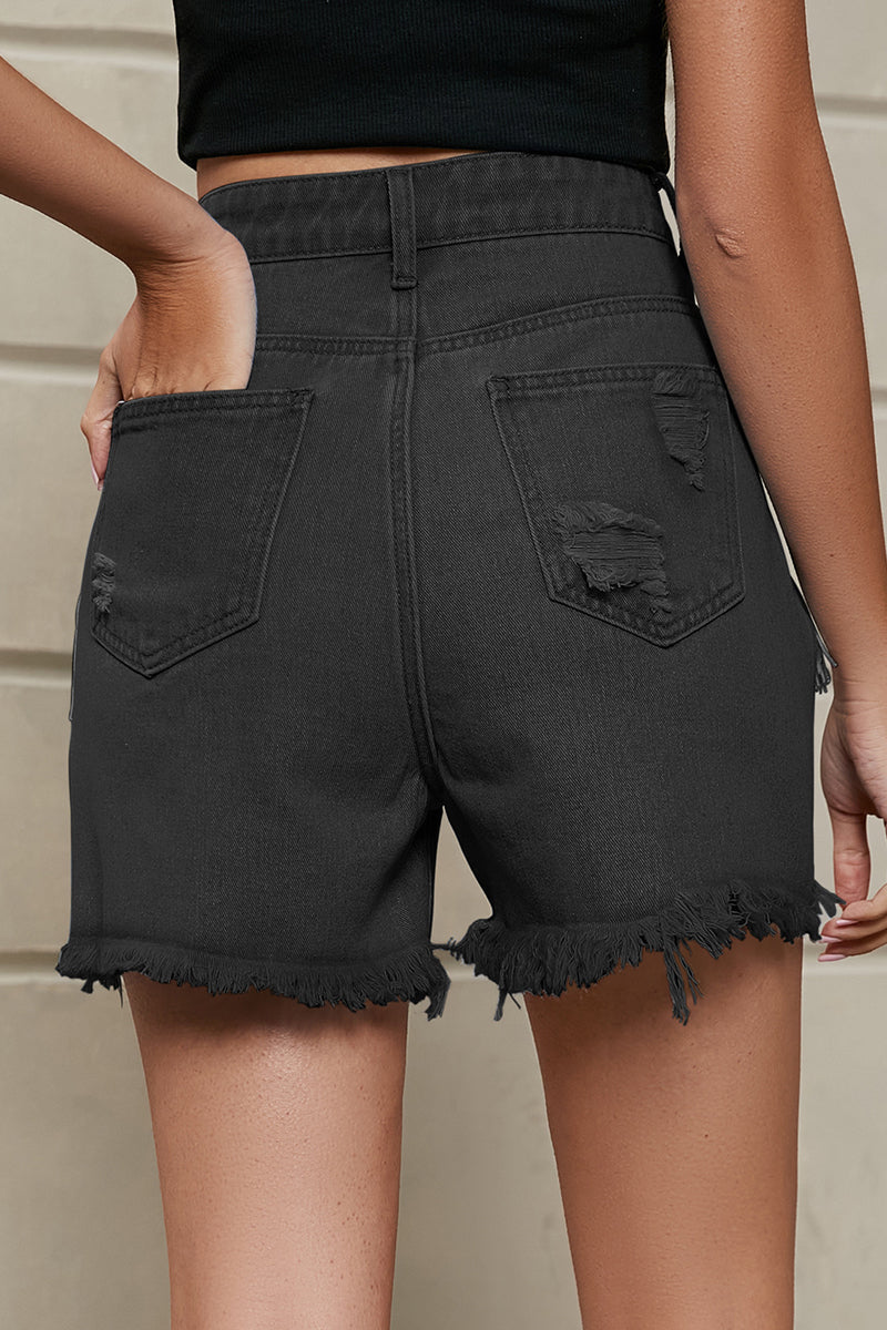 WW | Entspannte Einfachheit Solide Quaste Niete Gerade Denim Shorts