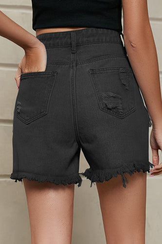 WW | Entspannte Einfachheit Solide Quaste Niete Gerade Denim Shorts