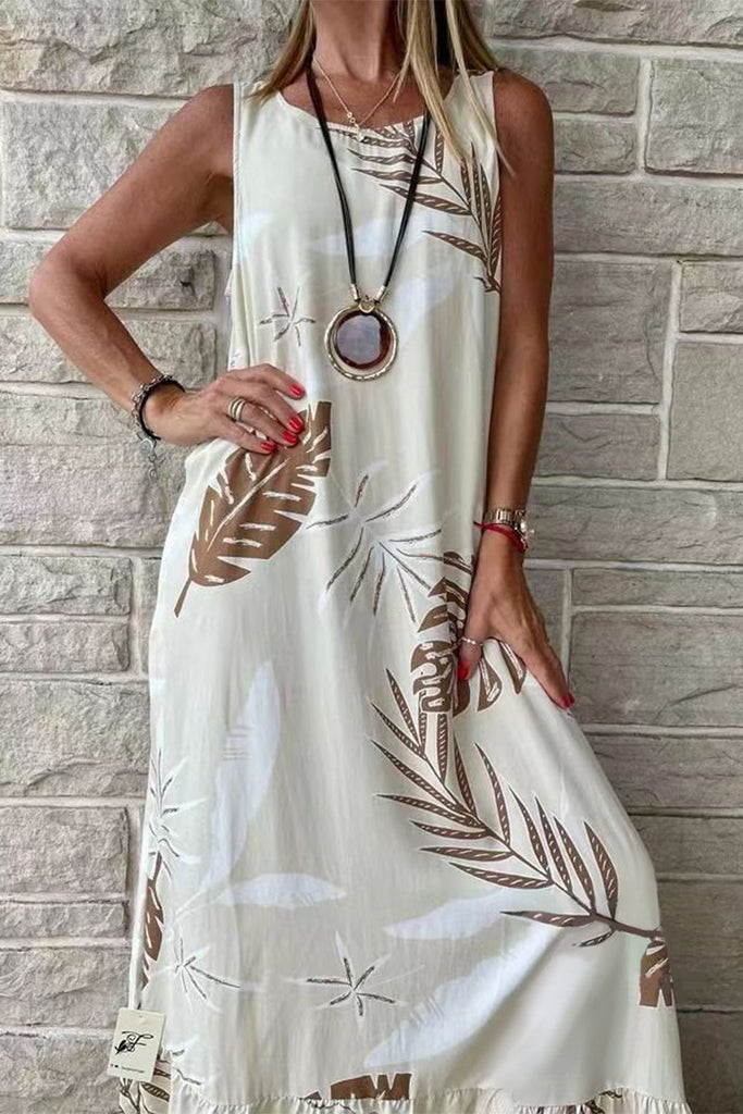 WW | Lässige Urlaub Blumen O Hals Gedrucktes Kleid Kleider