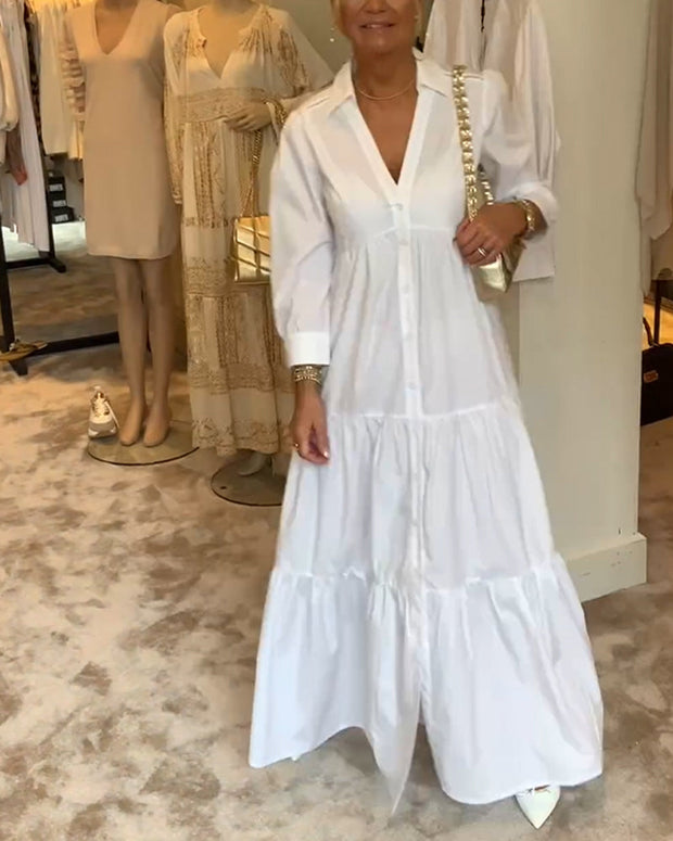 WW | Lange Weiße Kleid mit Hemdkragen