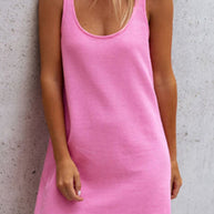 WW | Sexy Casual Solid U Neck Vest Kleid Kleider- 8 Farben