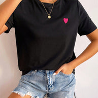 WW | Damen T-Shirt Mit Herz Detail Minimalistisch, Lässig & Kombinationsstark