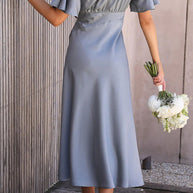 WW | Sexy Celebrities Einfarbige Schlitz Off The Shoulder Gefaltete Kleider