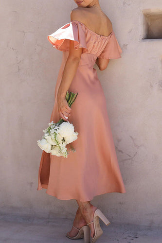 WW | Sexy Celebrities Einfarbige Schlitz Off The Shoulder Gefaltete Kleider