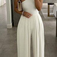 WW | Lässige Einfachheit Einfarbig Asymmetrisch Einseitige Lose Overall