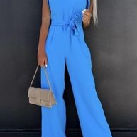 WW | Elegante Einfarbige Taschen Frenulum O-Ausschnitt Reguläre Jumpsuits - 5 Farben