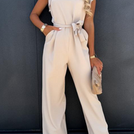 WW | Elegante Einfarbige Taschen Frenulum O-Ausschnitt Reguläre Jumpsuits - 5 Farben