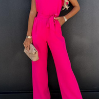 WW | Elegante Einfarbige Taschen Frenulum O-Ausschnitt Reguläre Jumpsuits - 5 Farben