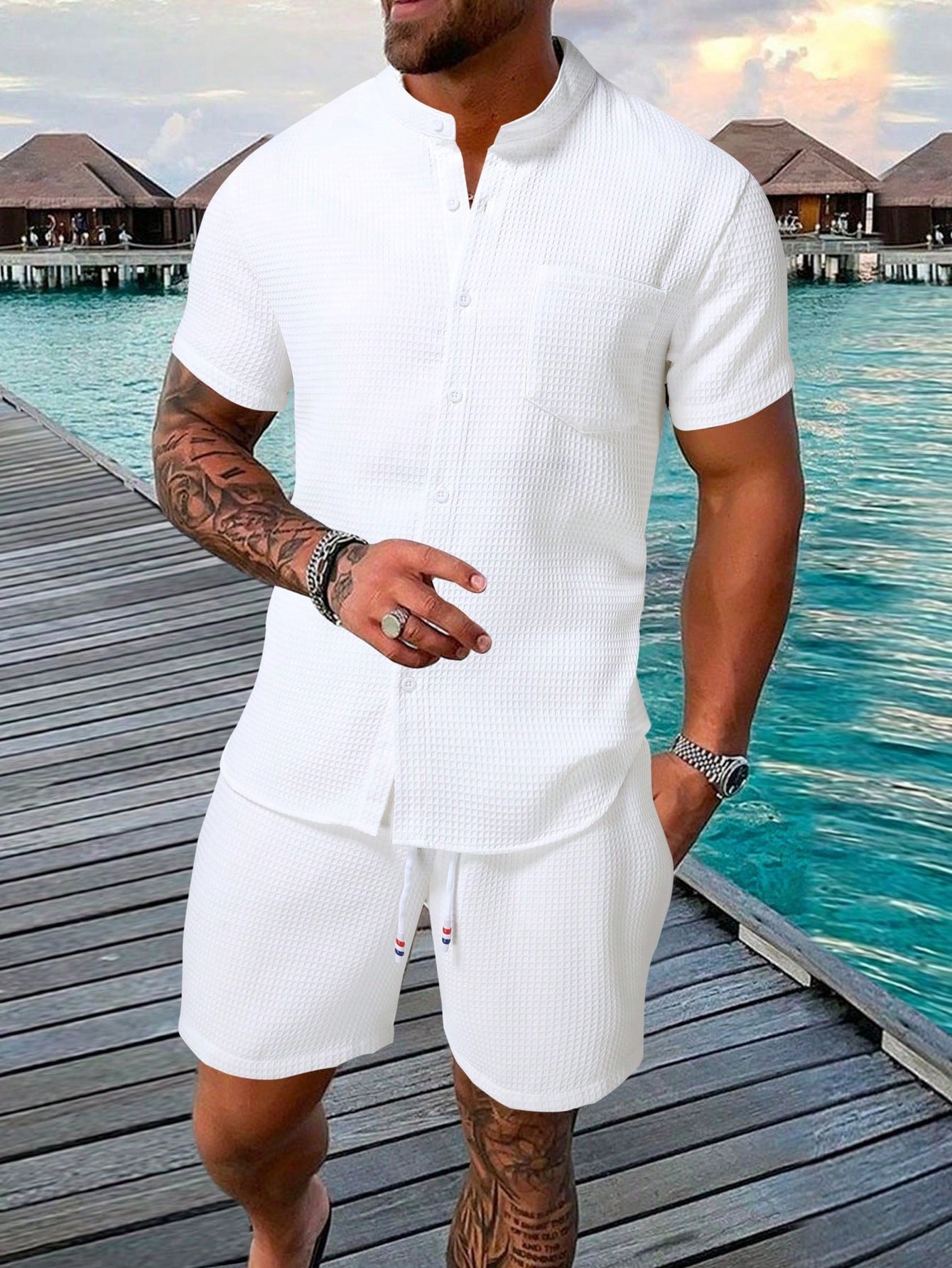 WW | Ärmelshirt Und Shorts Satz Für Männer