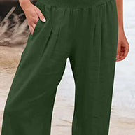 W&W - Einfache Hose mit hoher Taille und weitem Bein, einfarbig, mittlere Länge