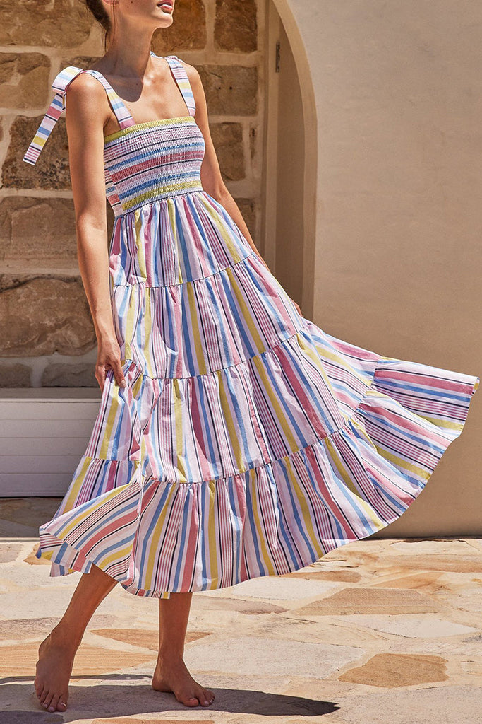 WW | Fashion Street Punkt Patchwork Spaghetti-Träger Bedruckte Kleider