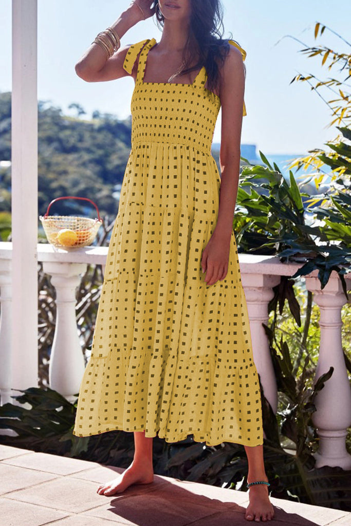 WW | Fashion Street Punkt Patchwork Spaghetti-Träger Bedruckte Kleider