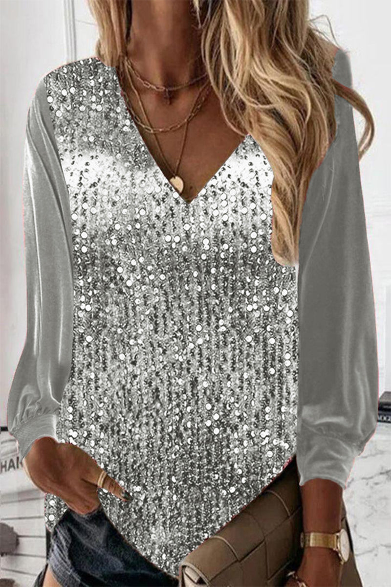 W&W Mode | Schlichte Glitzerbluse