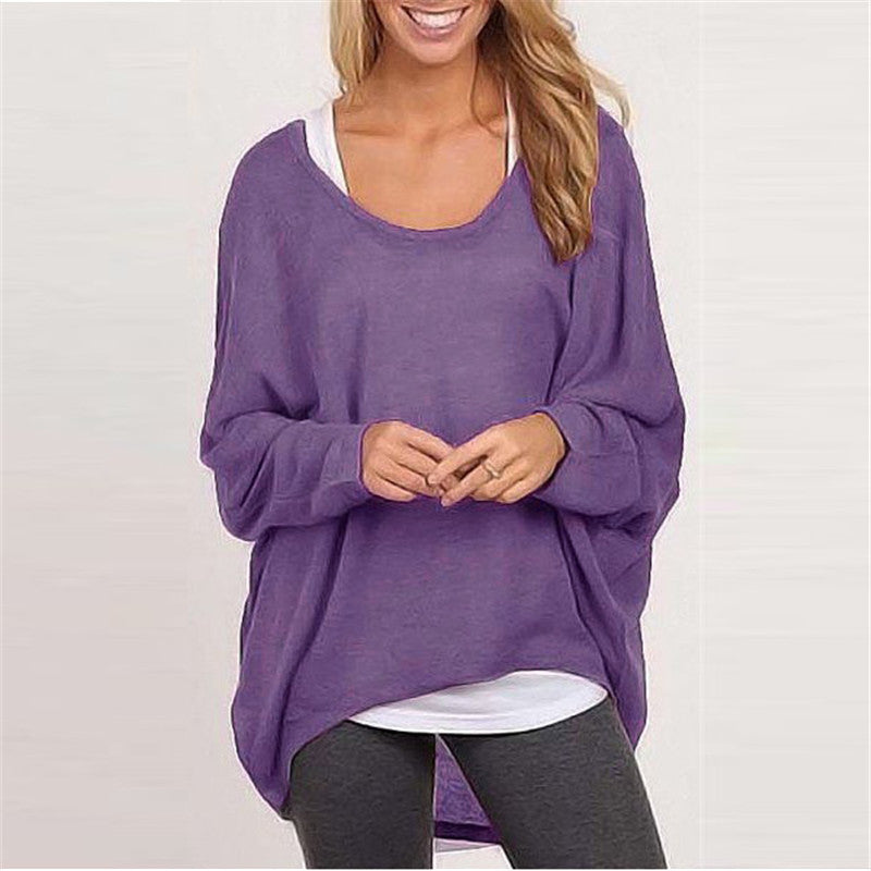 Damen lässiger Oversized Pullover mit weit geschnittenen Ärmeln und lässigem Fall WW