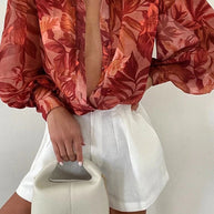 WW | Blumenbluse mit Puffärmeln für Damen