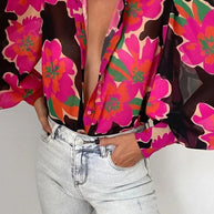 WW | Blumenbluse mit Puffärmeln für Damen