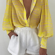 WW | Blumenbluse mit Puffärmeln für Damen