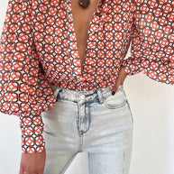 WW | Blumenbluse mit Puffärmeln für Damen