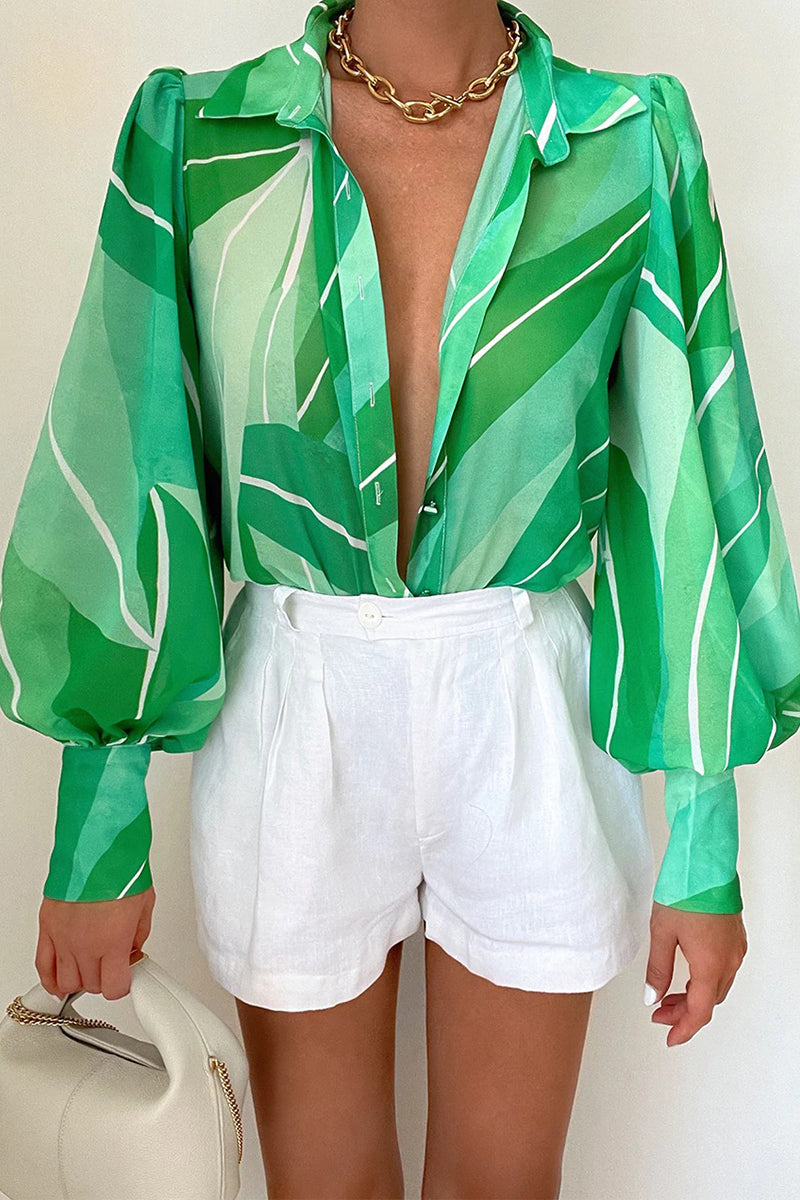 WW | Blumenbluse mit Puffärmeln für Damen