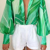 WW | Blumenbluse mit Puffärmeln für Damen