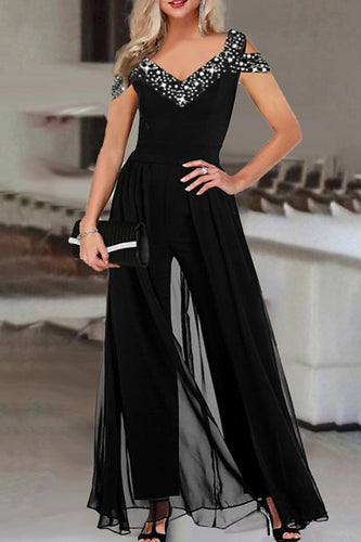 WW | Lässige Druck Patchwork V-Ausschnitt Reguläre Jumpsuits