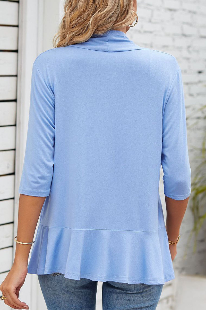 WW | Daily Simplicity Solid Flounce V-Ausschnitt Oberbekleidung