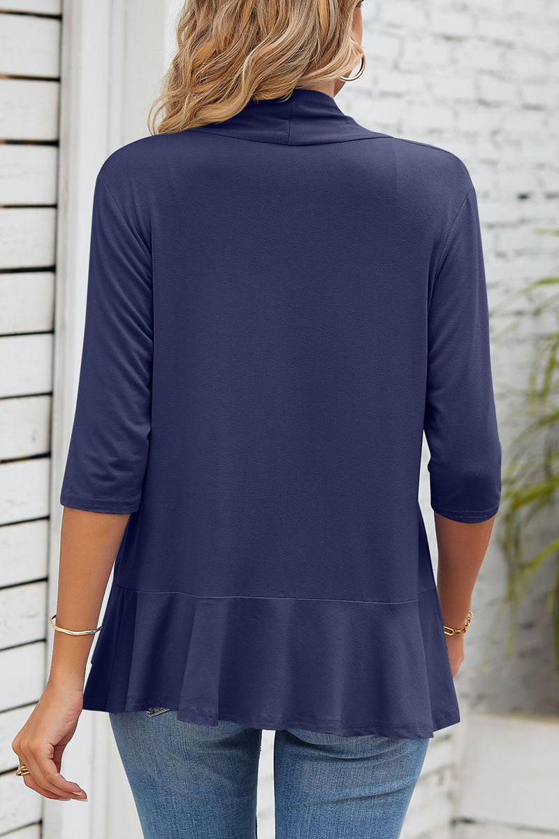 WW | Daily Simplicity Solid Flounce V-Ausschnitt Oberbekleidung