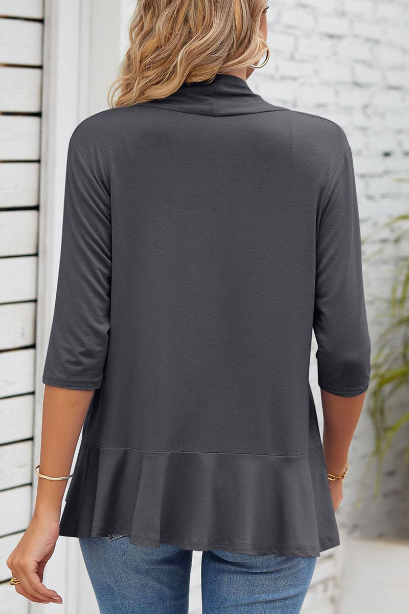 WW | Daily Simplicity Solid Flounce V-Ausschnitt Oberbekleidung