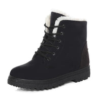 WW | Winter Stiefeletten Damen – Gefütterte Stiefel mit flacher Sohle und Schnürung