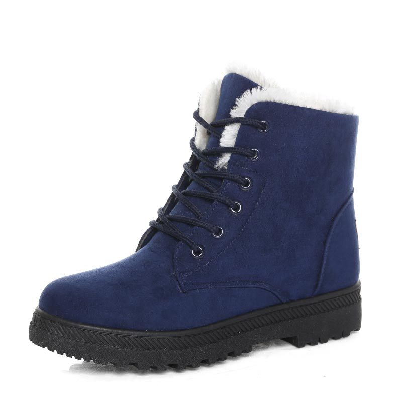 WW | Winter Stiefeletten Damen – Gefütterte Stiefel mit flacher Sohle und Schnürung