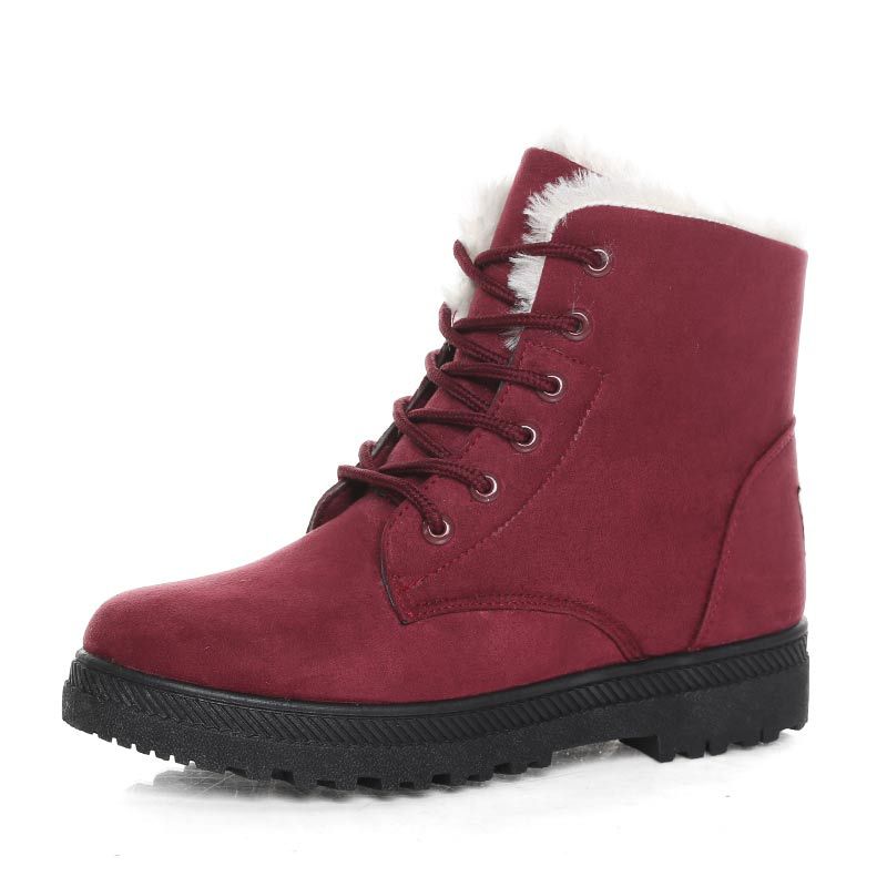 WW | Winter Stiefeletten Damen – Gefütterte Stiefel mit flacher Sohle und Schnürung