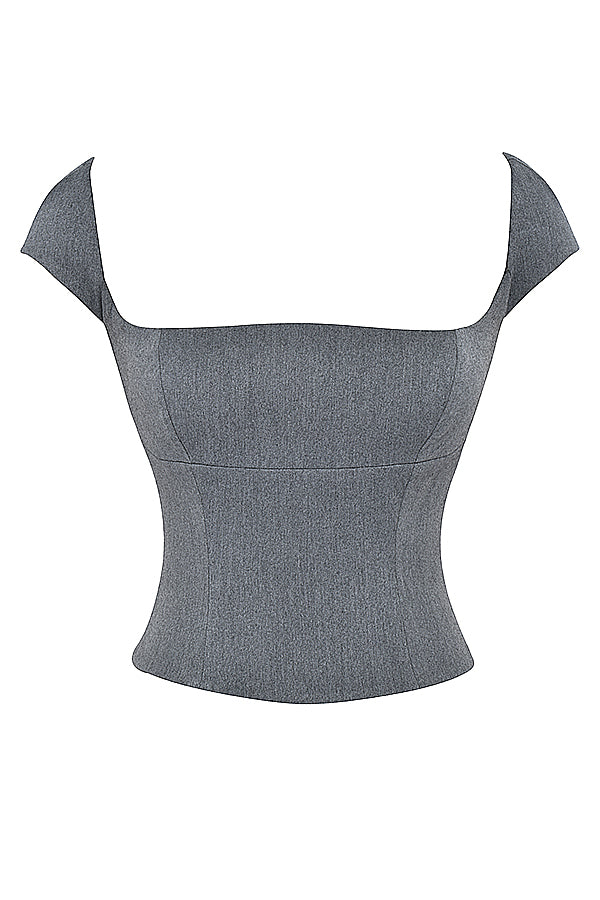 WW | Graues Korsett mit Spitzen Rücken und A-Linien-Minikleid