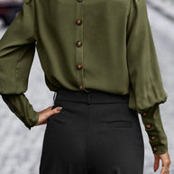 Pamela™ - Elegante solide Knöpfe O-Ausschnitt Tops