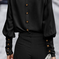 Pamela™ - Elegante solide Knöpfe O-Ausschnitt Tops