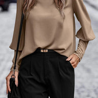 Pamela™ - Elegante solide Knöpfe O-Ausschnitt Tops