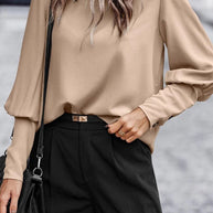 Pamela™ - Elegante solide Knöpfe O-Ausschnitt Tops