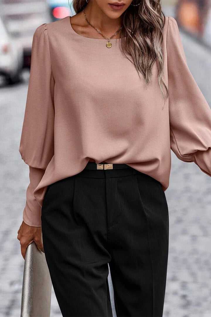 Pamela™ - Elegante solide Knöpfe O-Ausschnitt Tops
