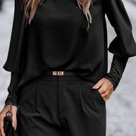 Pamela™ - Elegante solide Knöpfe O-Ausschnitt Tops