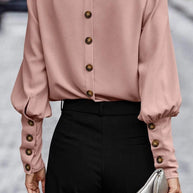 Pamela™ - Elegante solide Knöpfe O-Ausschnitt Tops