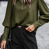 Pamela™ - Elegante solide Knöpfe O-Ausschnitt Tops