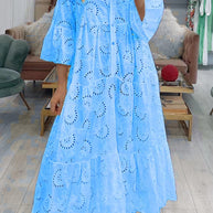 WW | Lässige Einfarbige Ausgeschnittene Vausschnitt Alinienkleider