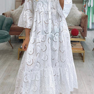 WW | Lässige Einfarbige Ausgeschnittene Vausschnitt Alinienkleider