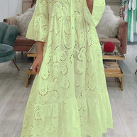 WW | Lässige Einfarbige Ausgeschnittene Vausschnitt Alinienkleider