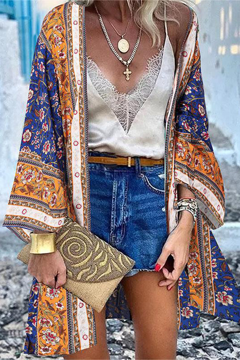 WW | College Print Patchwork Strickjacke Kragen Außenbekleidung