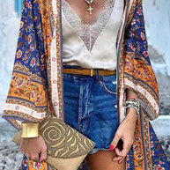 WW | College Print Patchwork Strickjacke Kragen Außenbekleidung