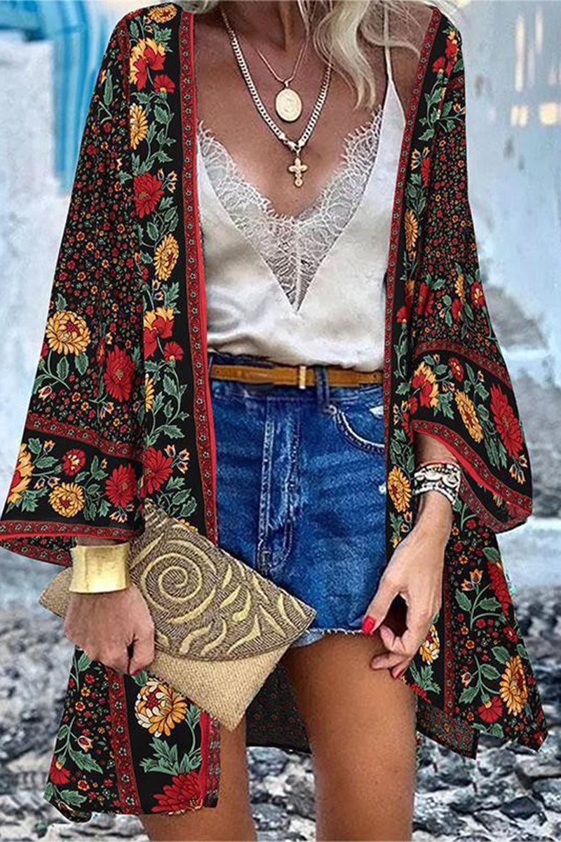 WW | College Print Patchwork Strickjacke Kragen Außenbekleidung